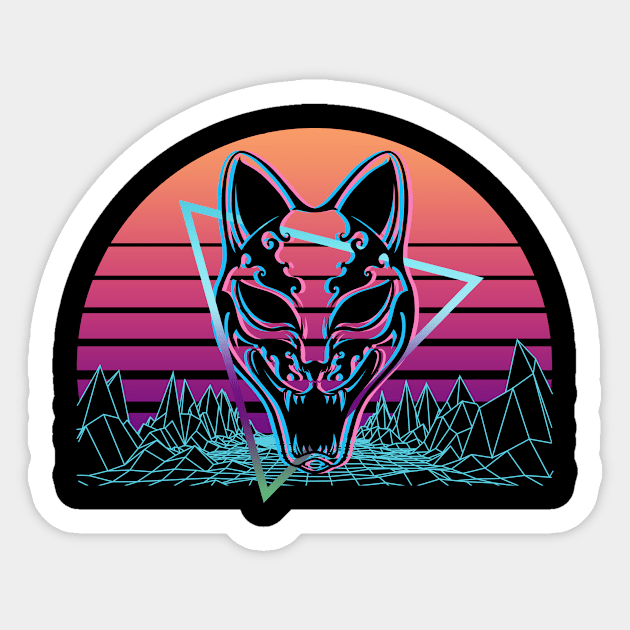 Kitsune Mask Fox Mask Vaporwave Aesthetic Retro Gift Sticker by Alex21